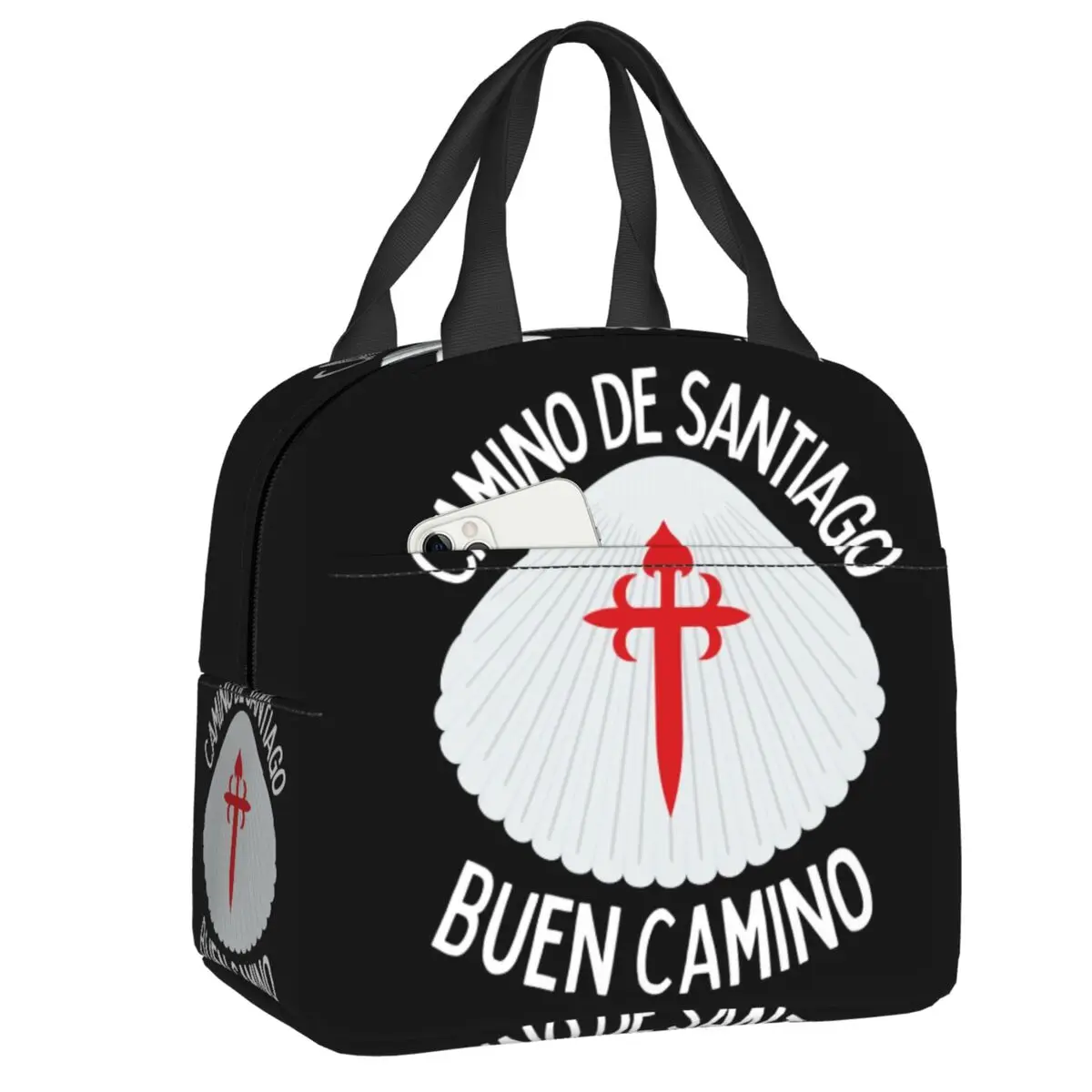Bolsa de almuerzo aislante personalizada Buen Camino De Santiago para mujer impermeable España Compostela refrigerador térmico Bento Box Camping viaje