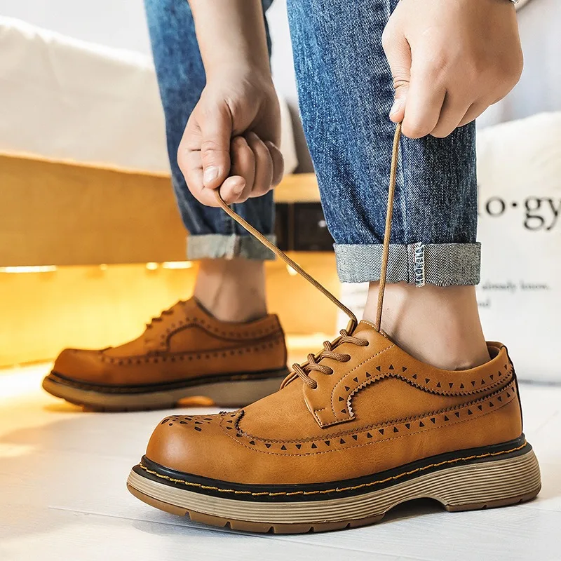 

High Quality Shoes Men Leather Original New Carved Design Men Leather Shoes Casual Retro Luxury Shoes for Men Zapatos De Hombre