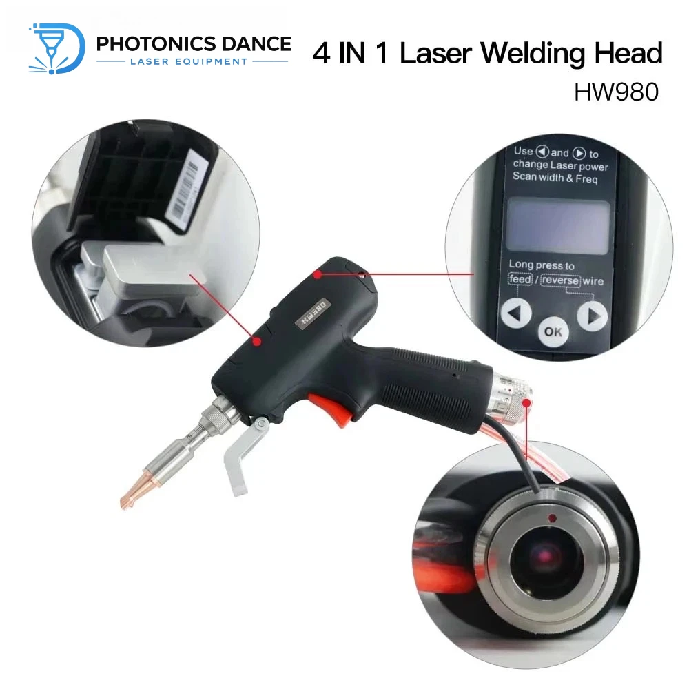 Au3Tech HW980 4-in-1 Handheld Laser Welding Head 3000W Weld Gun Weld/Cutting/Clean System For MAX/Raycus Laser Source Machine