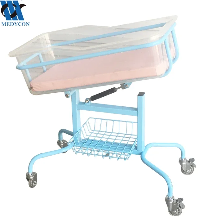 BDB07 Blue Color Painting Steel Coated Baby Hospital Crib Bed  Child Infant  Cribs Cot  For Sale