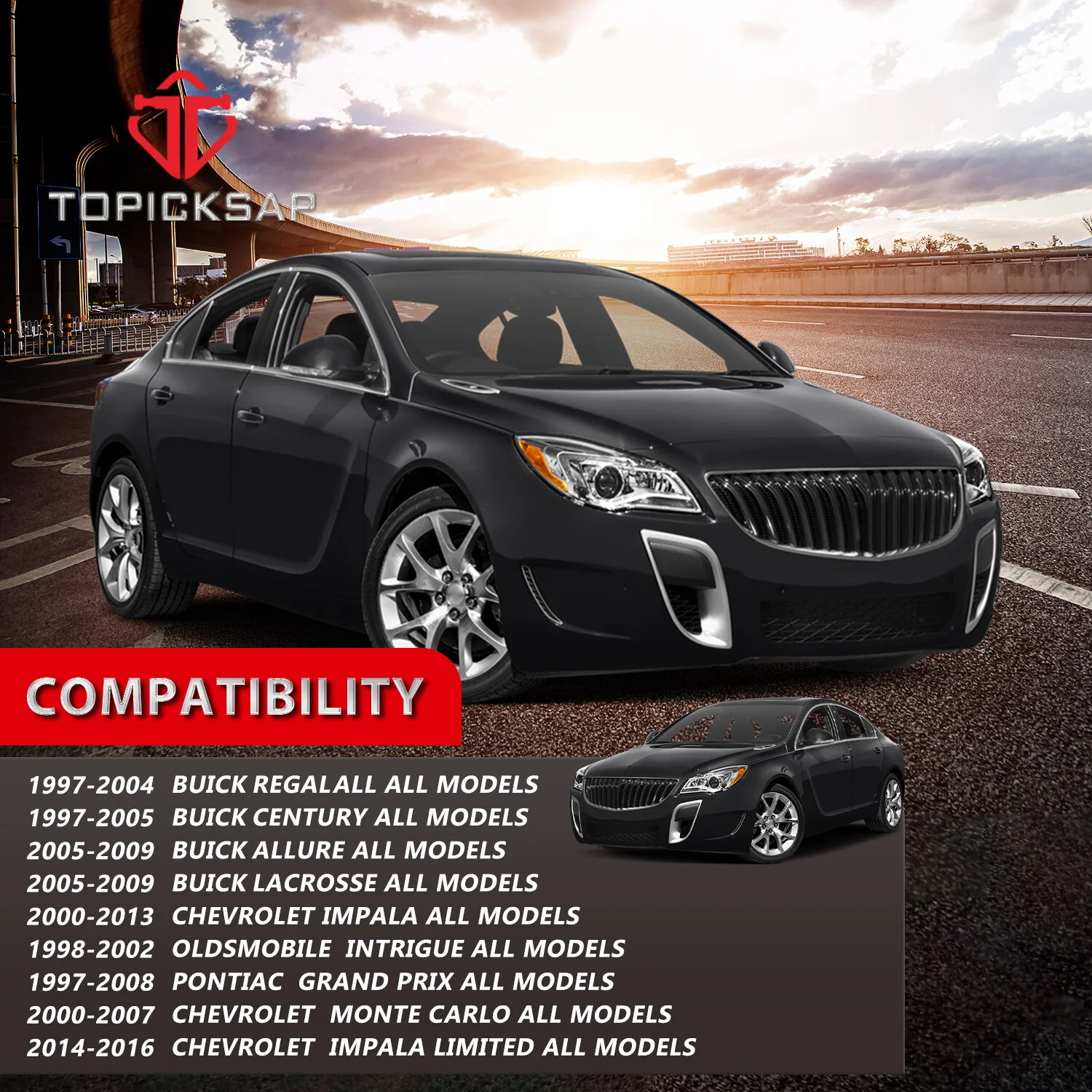 TOPICKSAP 2Pcs Rear Sway Bar End Link for Buick Regal Allure Chevrolet Impala Pontiac Grand Prix 1997-2014 K6662 10320234