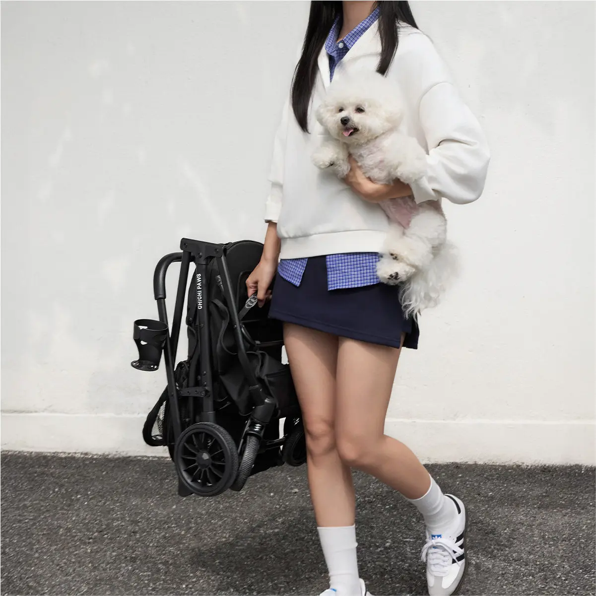 Pet cart Small dog Lightweight foldable basket Separable trolley One-click collection