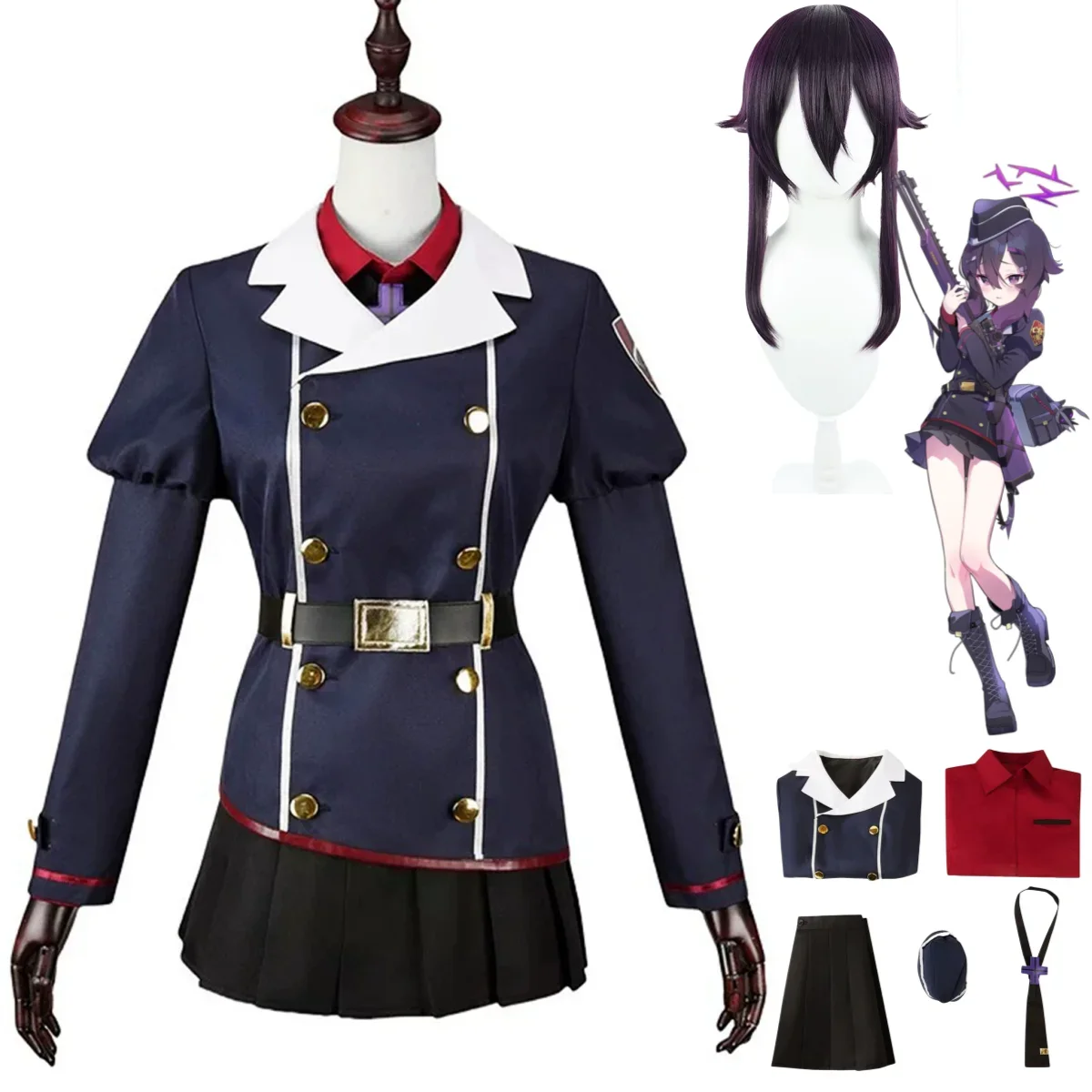 

Japanese JK Uniform Coat Skirt Wig Woman Sexy Carnival Suit 2025 Game Blue Archive The Animation Igusa Haruka Cosplay Costume
