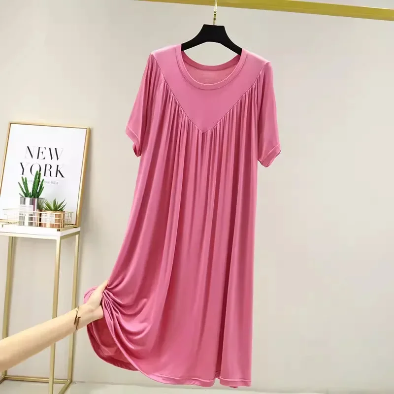 

2024 Summer New Loose Casual Dress Women's Large Sleeping Dress Thin Short Sleeved Women's Dress