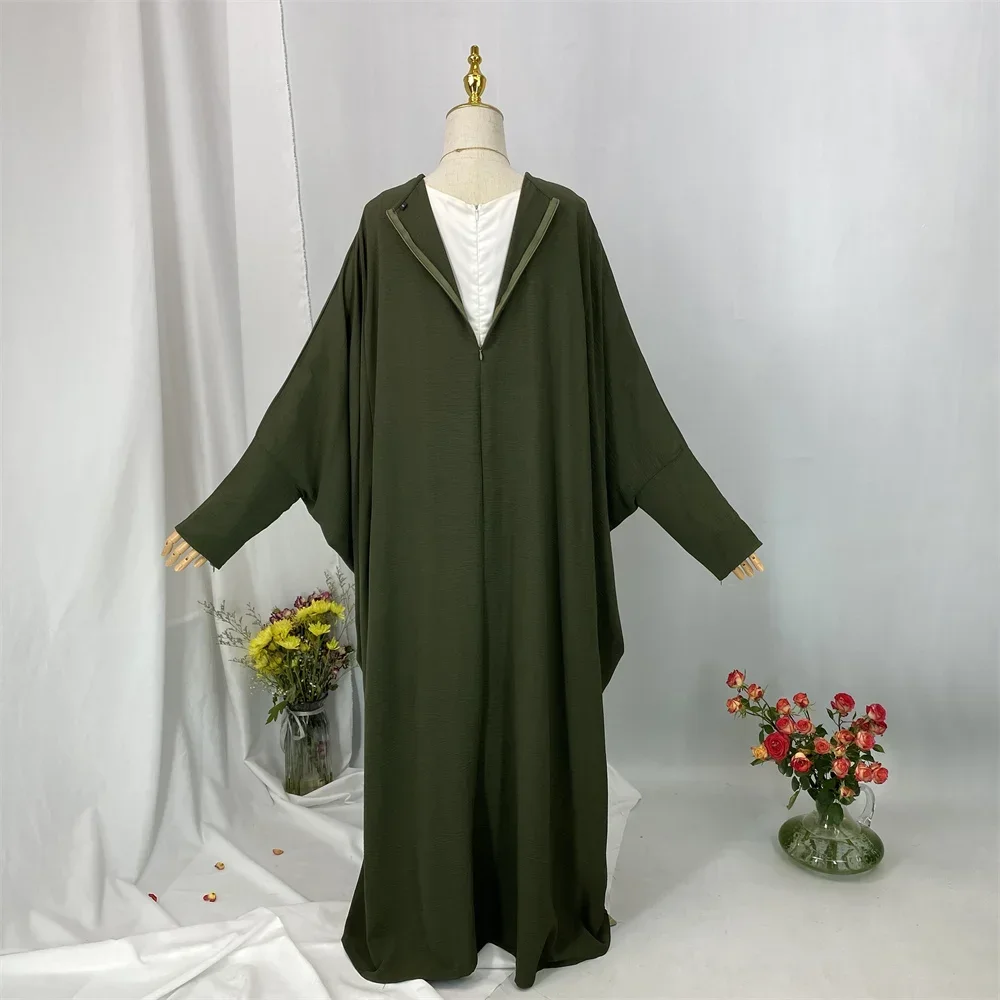 2026 moda mujer Ramadán mangas de murciélago vestido musulmán arrugado crepé Abaya Dubai Islam ropa Turquía Kaftan Eid Kebaya Vestidos