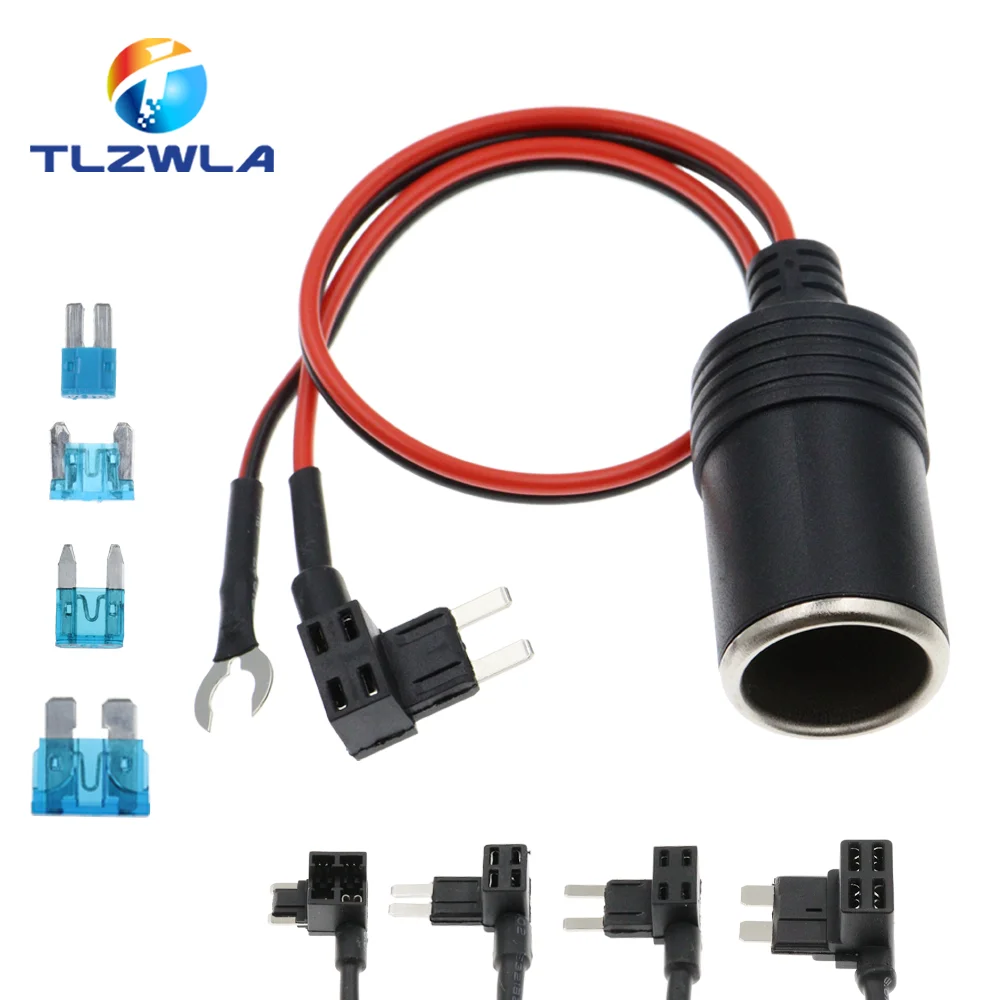 1 SZTUK Czysta miedź Zapalniczka samochodowa Kabel ładowarki Gniazdo żeńskie Wtyczka Złącze Adapter Kabel Bezpiecznik