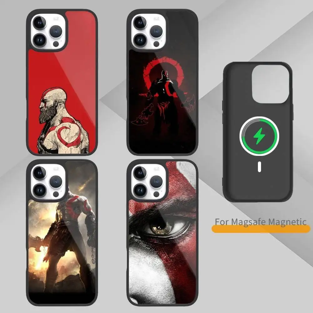 

G-God of W-War K-Kratos Phone Case For iPhone 14,16,15,13,17,12,Plus,Pro,Max Magnetic For Magsafe Frosted Cover