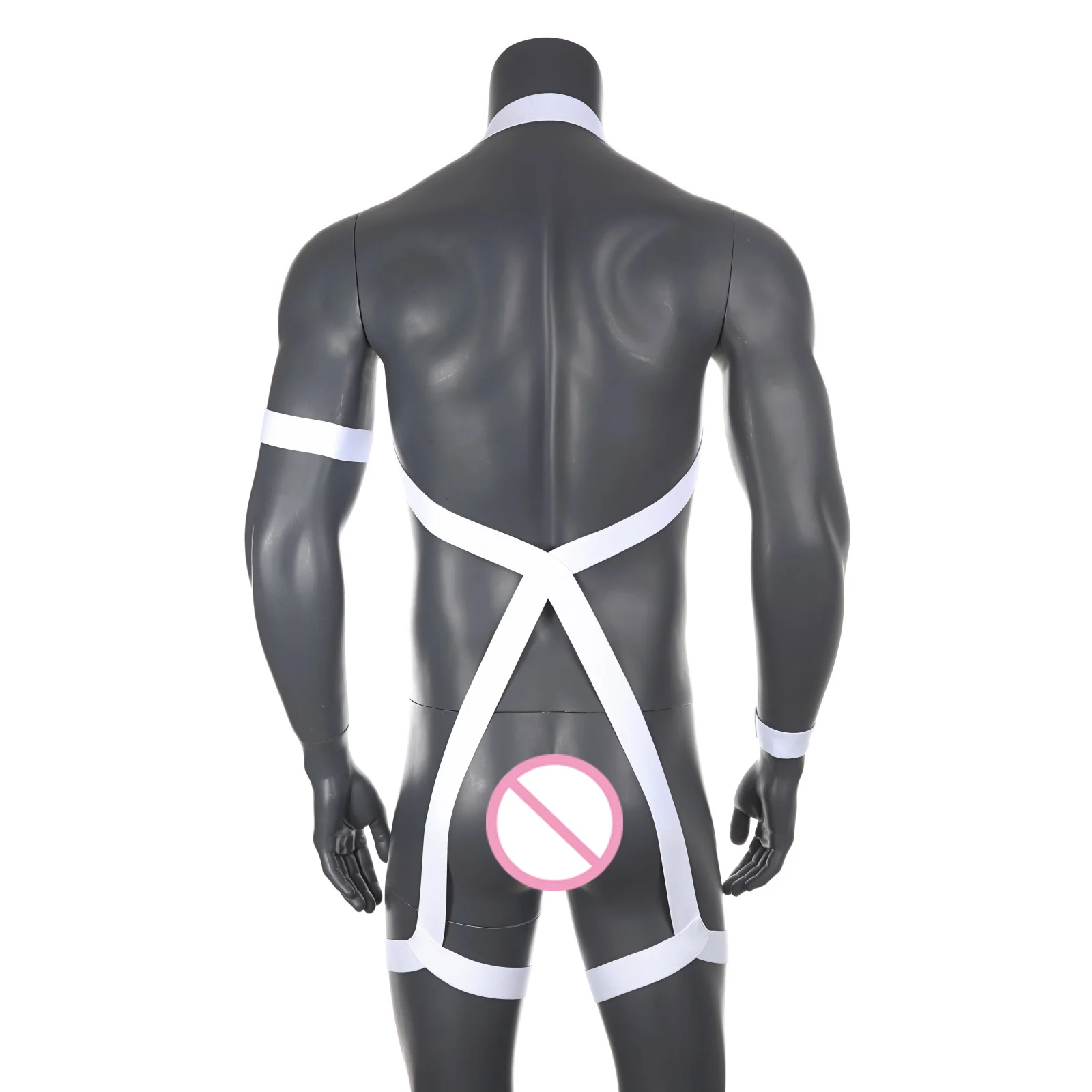 Men Body Chest Harness Man Sexy Bondage Lingerie Fetish Halter Neck BDSM Elastic Shoulder Straps with Armband Leg Ring Costume image 6