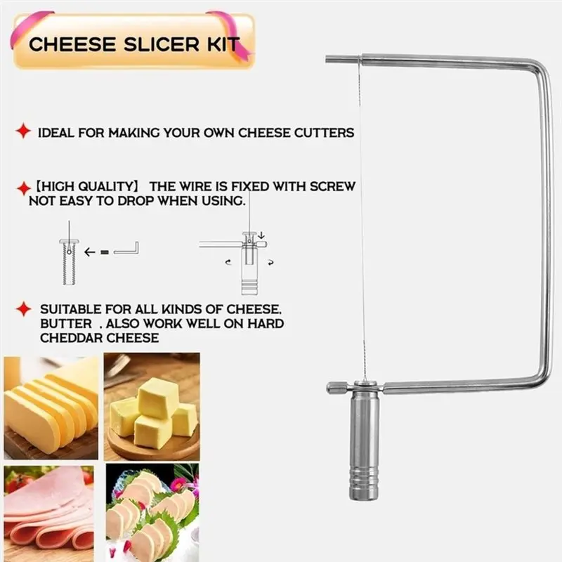 AB34-1Set Stainless Steel Cheese Slicer Hardware Kit With Wrench - Create Premium DIY Cheese Board