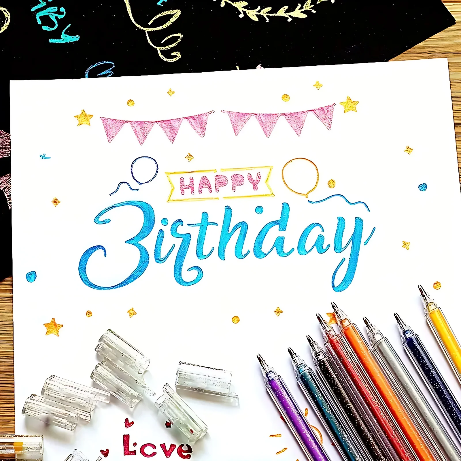 8/12/18/24‑Pack Colored Metallic Glitter Gel Pens, Fine Tip for Drawing & Doodling, Perfect for DIY Photo Albums, Black Paper