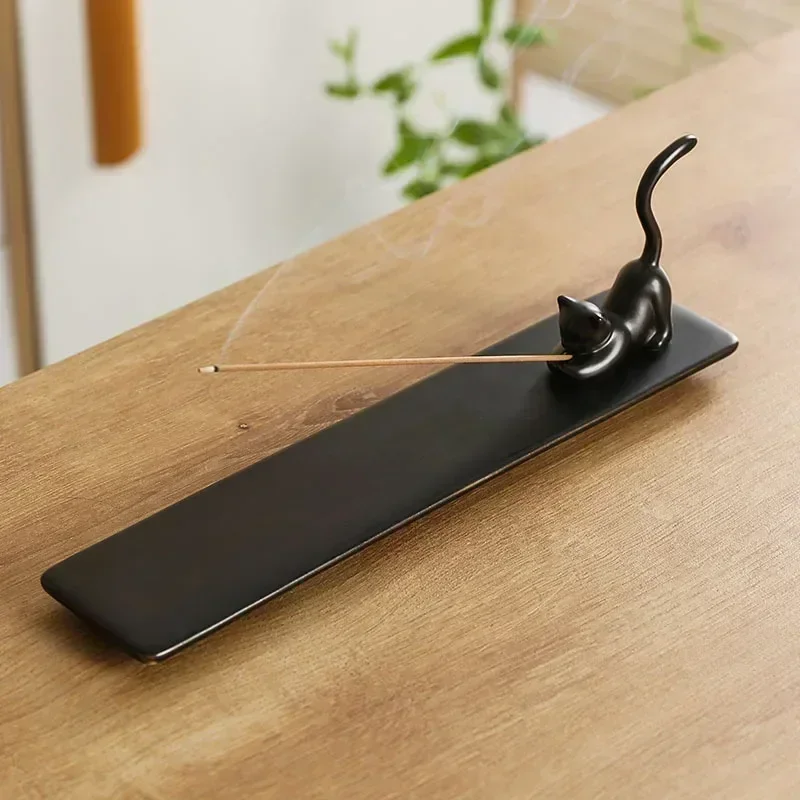 1 قطعة ، ديكور المنزل مبخرة لطيف القط جميل أرنب البخور عصا حامل السيراميك الحرف اليدوية فتاة صديق الهدايا-بدون البخور