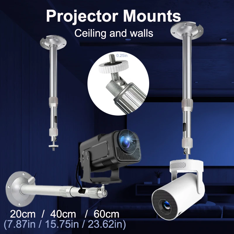 Huaweishi Wall Mount Metal Ceiling Projector Stand 6mm Thread 20/40/60 cm Firm Universal Projector 1/4 BracketHanger Mounting