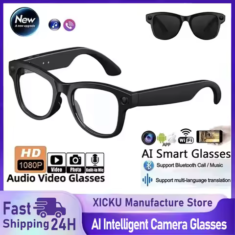 M02 AI Smart Glasses 8MP Camera Video Recording 100+Languages Translation Sunglasses Bluetooth Call Music Play with Charging Box
