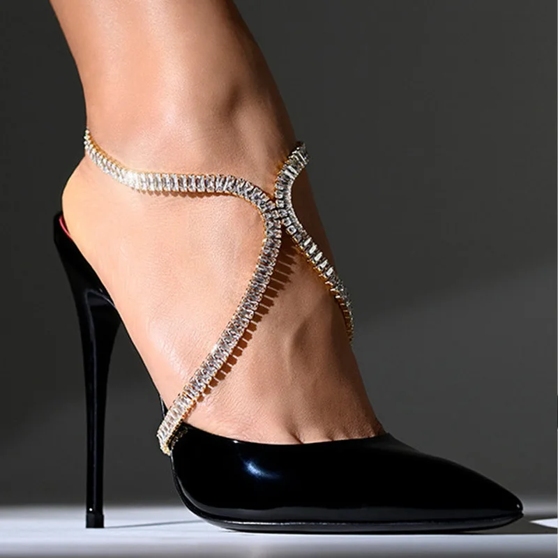 

Light Luxury Eight Characters Single-layer Minimalist Style Zircon Anklet Ladies' High Heels Jewelry