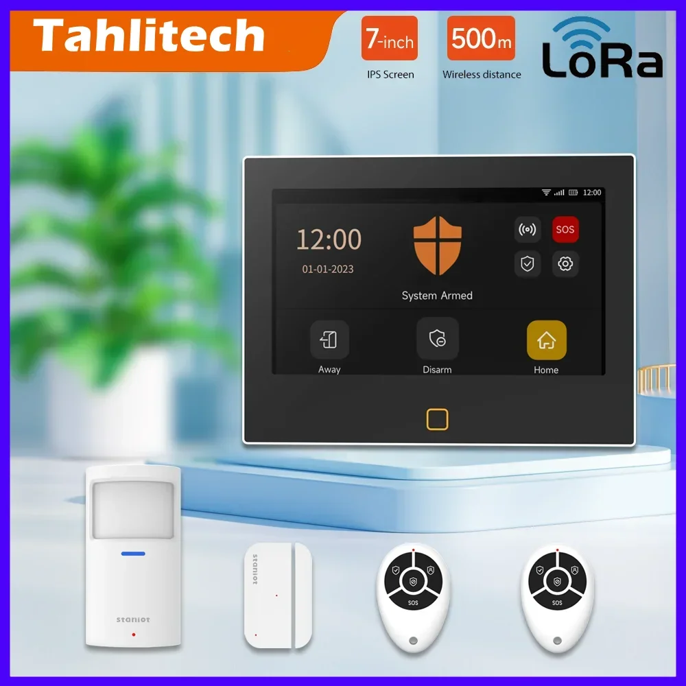 7 inch Security Alarm System LoRa Version WiFi 4G Tuya Smart Home Burglar Kit 500m Transmission Distance Built-in Siren