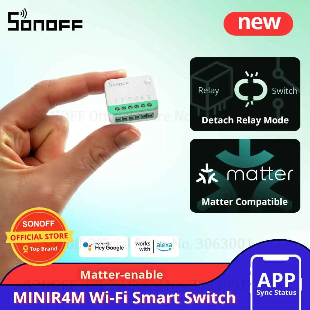 SONOFF MINIR4M Wifi Smart Switch Matter Wireless Controller Wi-Fi Universal Breaker Smart Home Works with Alexa Google Home