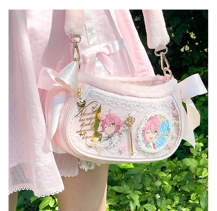 Autumn Winter Original Lolita Moonlight Butterfly Ltabag Plush Messenger Small Food Mini Two-dimensional Comic Show Ribbon Bag