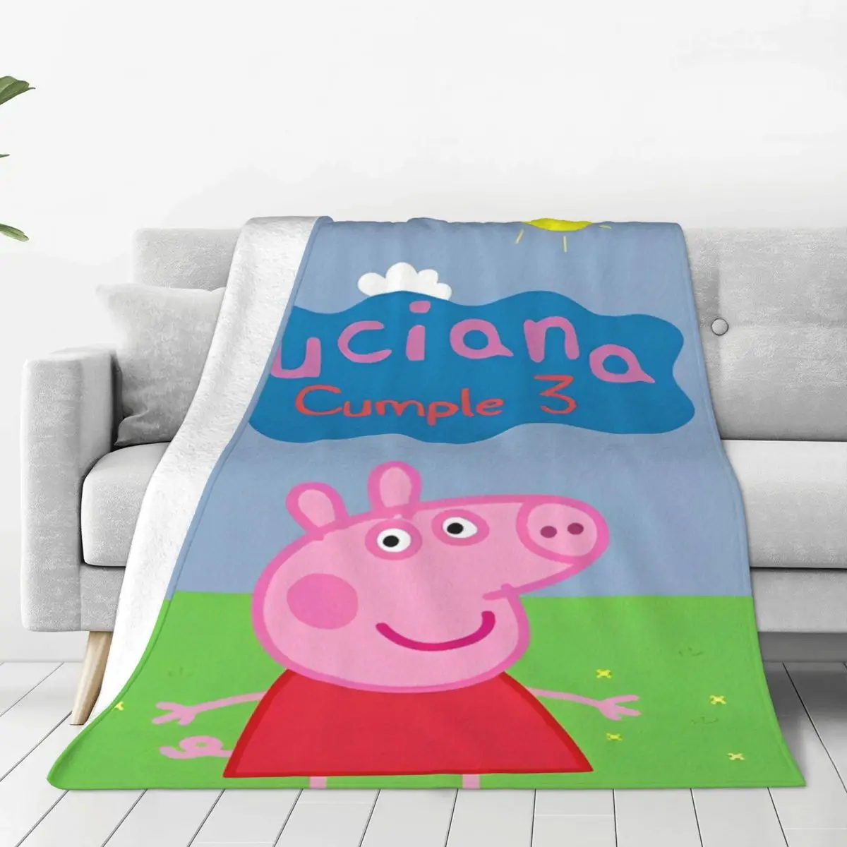 Peppa Pig-Couverture de famille en velours, confortable, super douce, pour chambre à coucher, lit chat