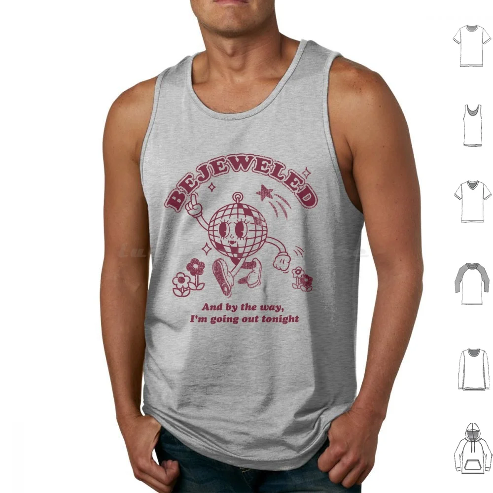 Bejeweled Mirrorball Retro Vintage 90s Y2k Tank Tops Print Cotton Bejeweled Mirrorball Lavender Haze Karma Is A Cat