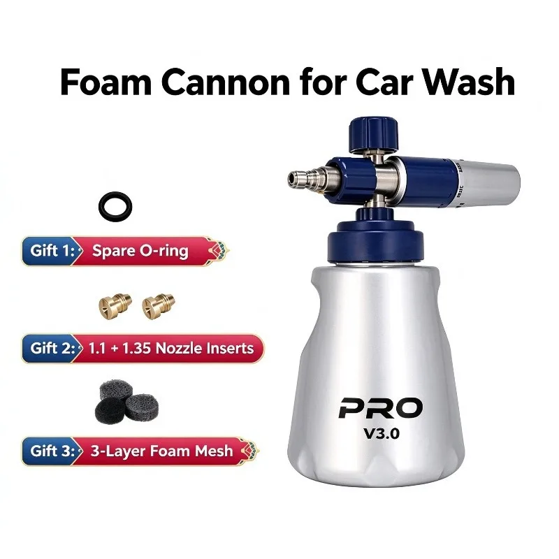For 3.0 Pro PA Foam Cannon Stainless Steel Foam Pot Durable Car Wash Foam Sprayer Pressure Washer Snow Foam Lance