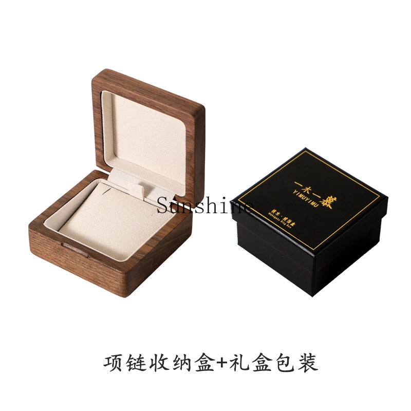 Black walnut necklace pendant jewelry storage box high-end customized Valentine's Day gift