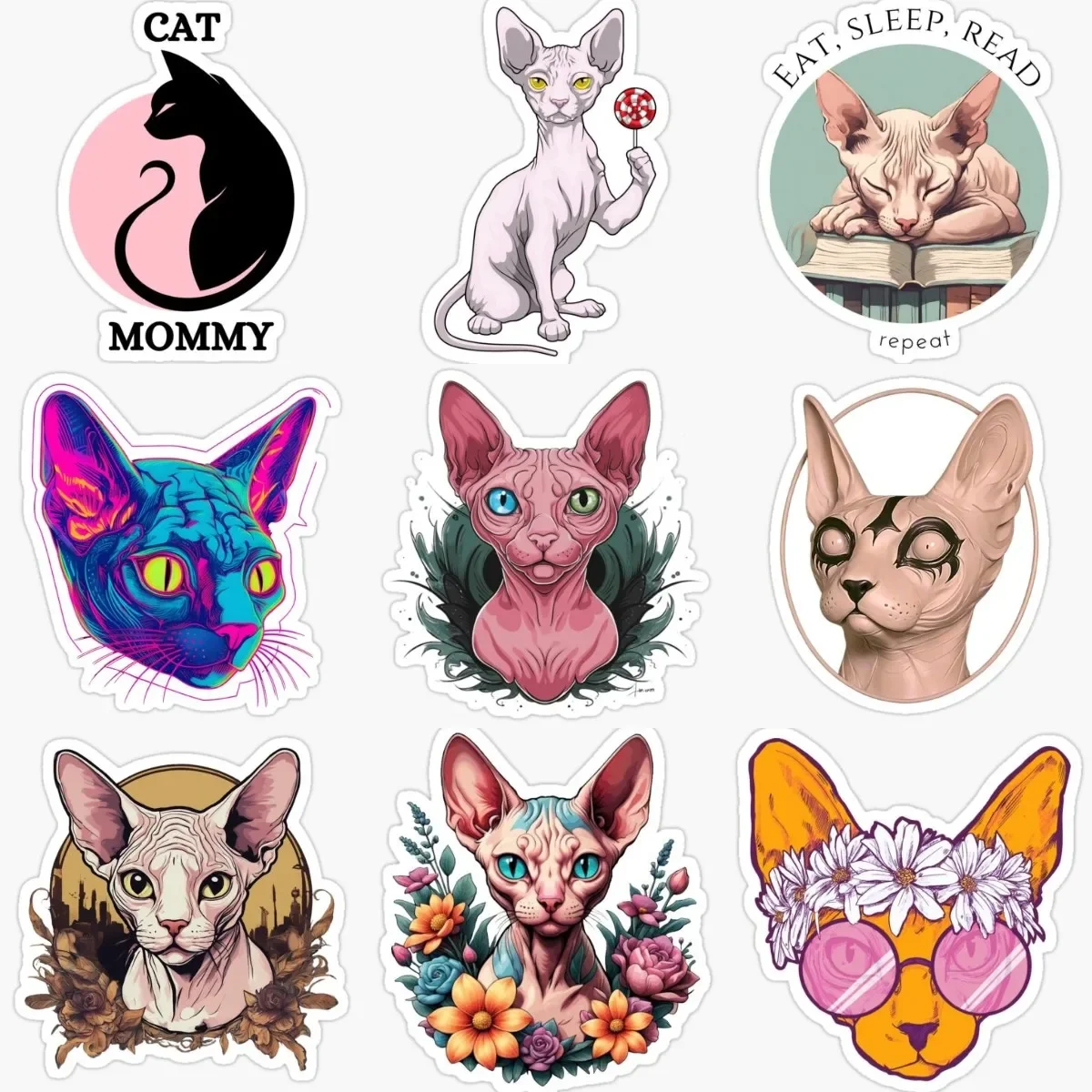 

Creative Canadian Hairless Cat Sphynx Cat Pets PVC Waterproof Stickers for Decorate Car Van Bicycle Fridge Wall Decal