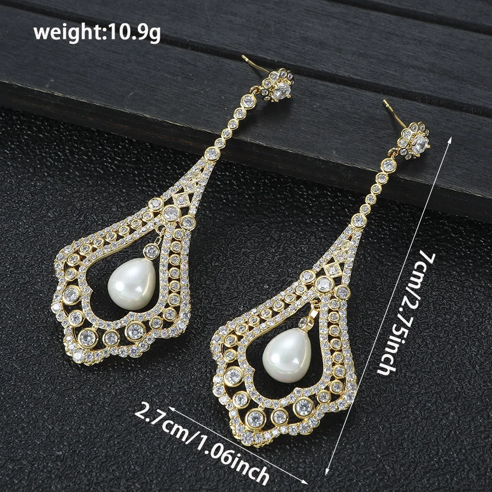 Luxury, fashionable, high-quality women's cubic oxide bridal banquet party earrings E1624