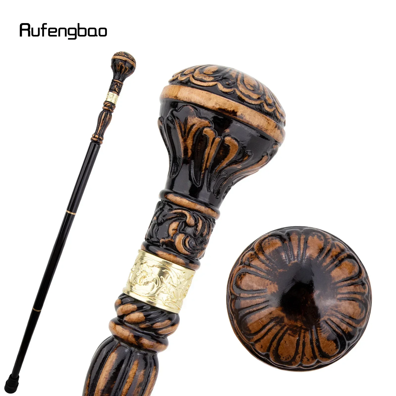 Black Brown Creative Round Wooden Fashion Walking Stick Decorative Cospaly Wood Walking Cane  Performance stage Cane  95cm