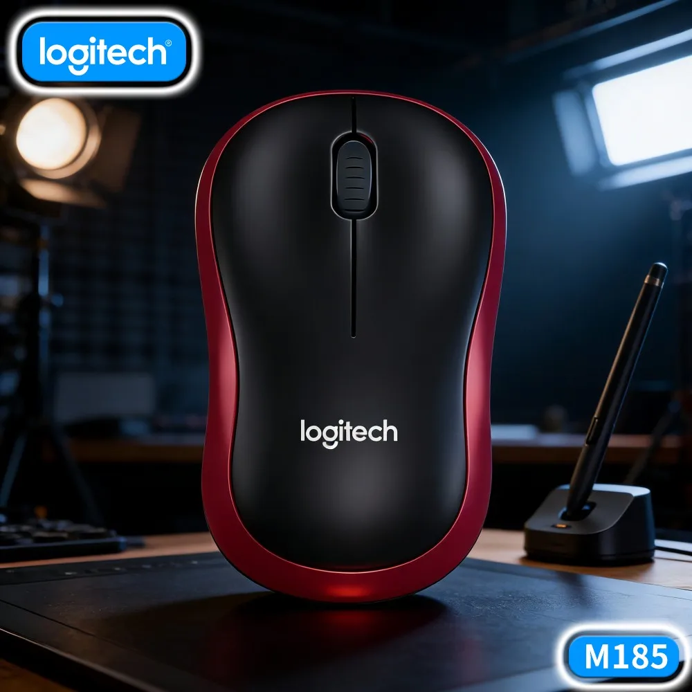 Logitech M185 Comfort Mouse Ambidextrous Grip 10M Range 12-Month Battery Nano Receiver Multi-System Compatible Work Tool