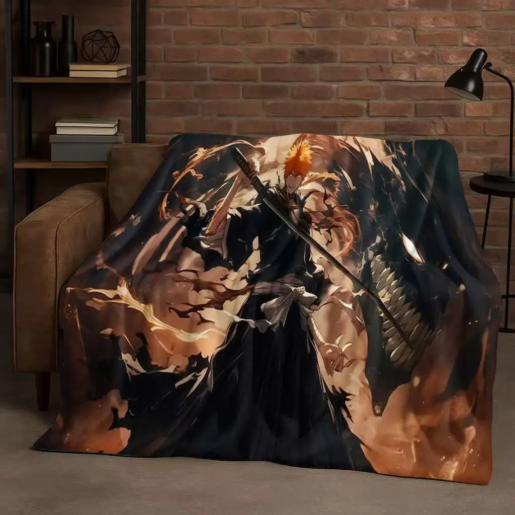 أنيمي بليتش كوروساكي برمجة الكرتون الفانيلا بطانية ، فائقة النعومة الدافئة أفخم رمي للمنزل غرفة نوم غطاء أريكة تتحول لسرير السفر طفل هدية