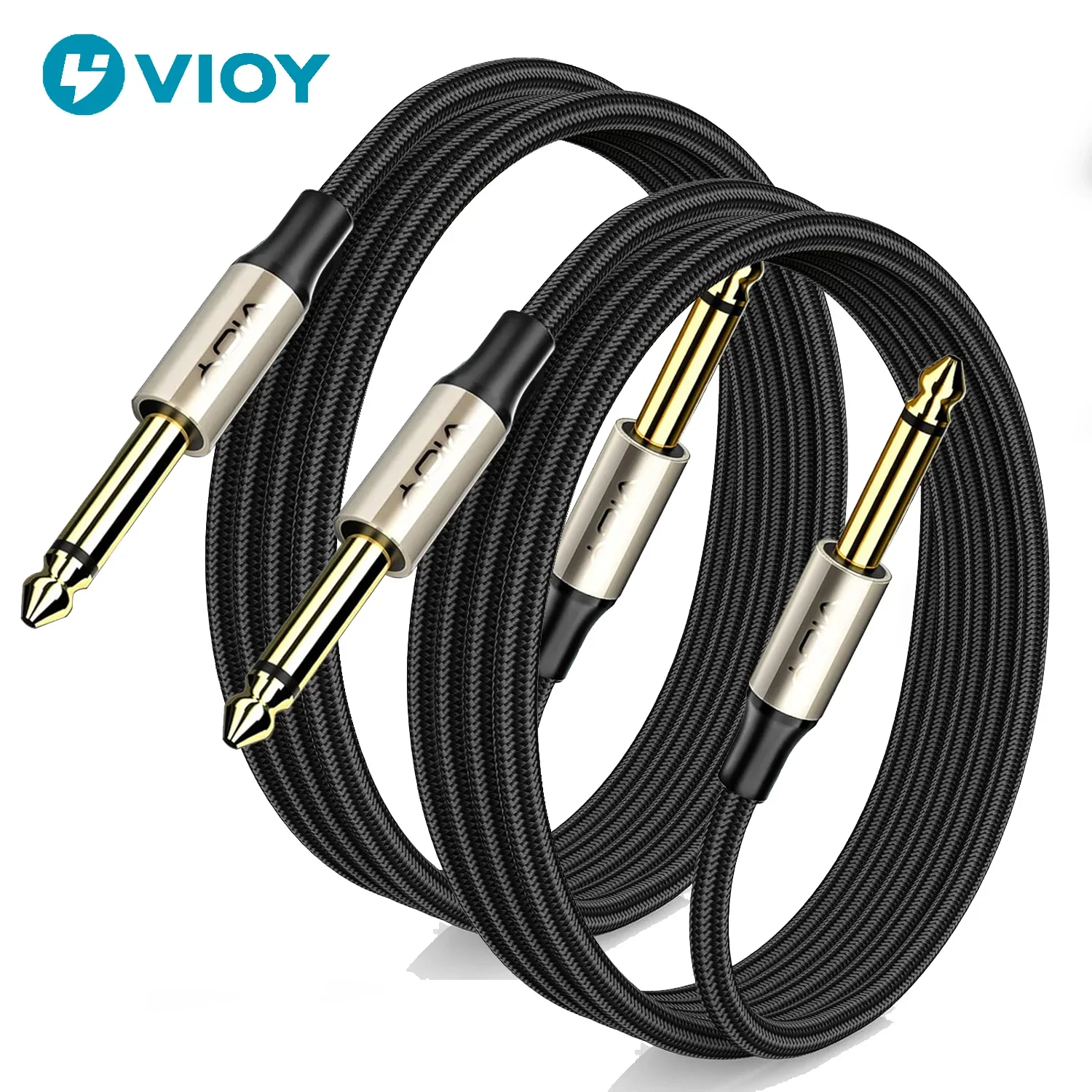 

6.35mm Guitar Instrument Cable (2Pack) 6.35mm TS Mono Jack Unbalanced Guitar Patch Cords for Guitar Electric Bass Keyboard Etc