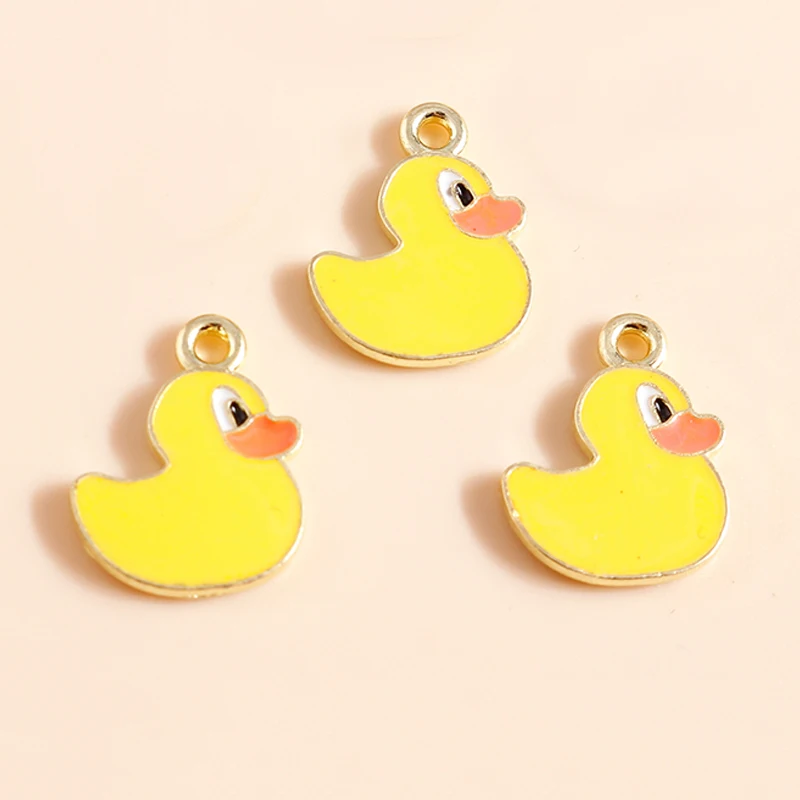 10pcs Mixed Cute Yellow Enamel Animal Charms Bird Whale Duck Shell Bee Fish Pendants DIY Necklaces Earrings Jewelry Making