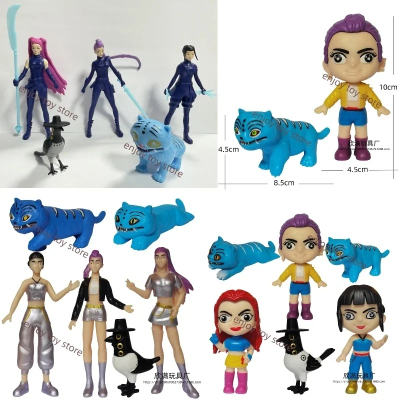 

Anime Kpop Demons Hunters Figure 5/6pcs/set Cute Tiger Black Hat Magpie With 3 Eyes Monster Hunt Girl Group Statue For Fans Gift