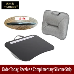 MUMUCC Small Laptop Desk With Cushion, Simple and Portable,Black and Orange,Polystyrene Waist Pillow Table With 30CM ABS Slot