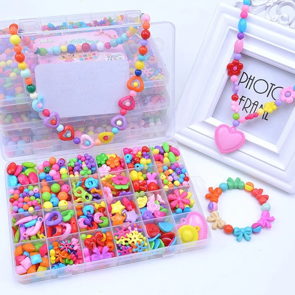 Kit for Make Bracelets Beads Toys for Children DIY 24 Grid Handmade Making Puzzles Beads for Girls Kit Girls Toys