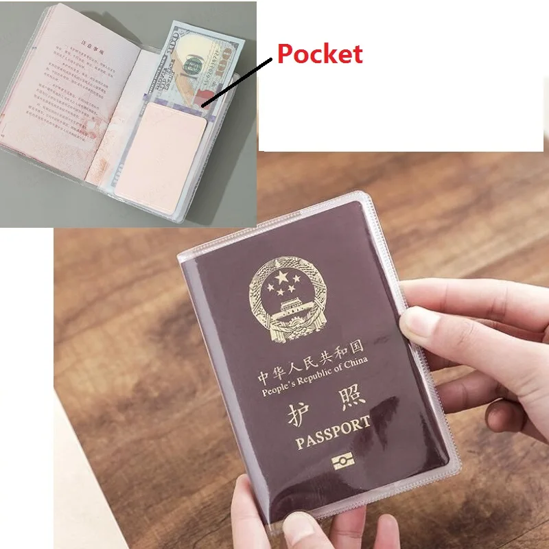 Transparent Plastic Pvc Passport Cover Waterproof Keep Clean Protect Passport Holder With Credit Card Ticket Case Pouch Inside