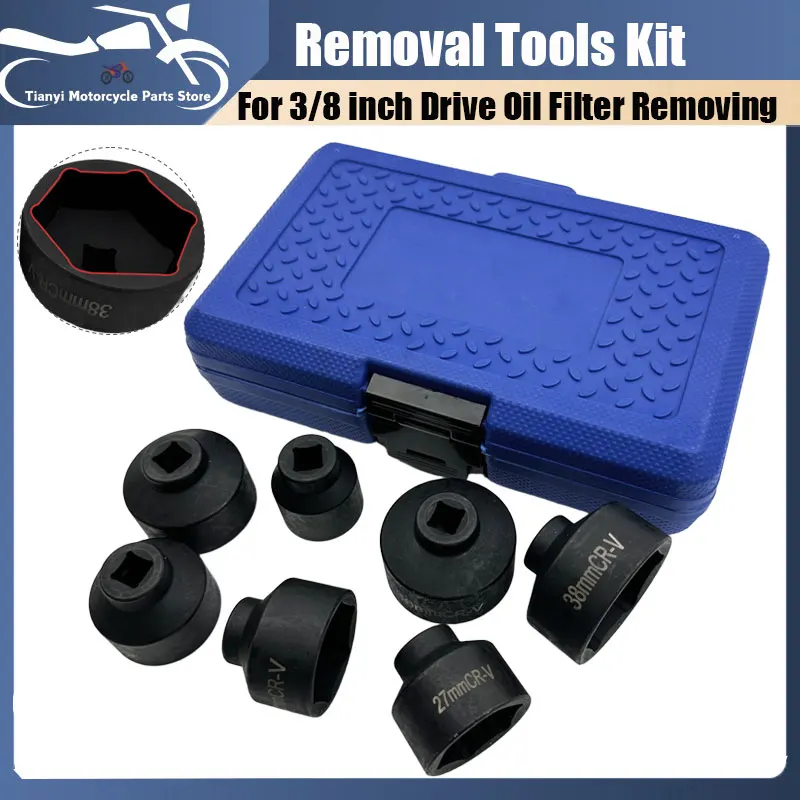 

7PCS Oil Filter Removal Tool 3/8-Inch Oil Filter Element Removal Wrench Tool Set For Car Repair Oil Filter Socket
