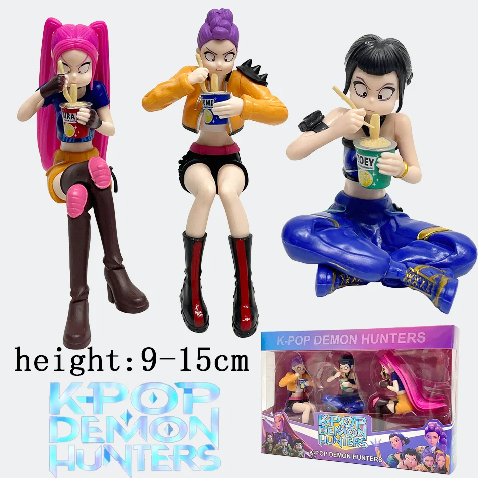 Anime kpop caçadores de demônios comendo macarrão instantâneo figura modelo brinquedo pvc periféricos mesa decoração coleção modelo brinquedo para criança
