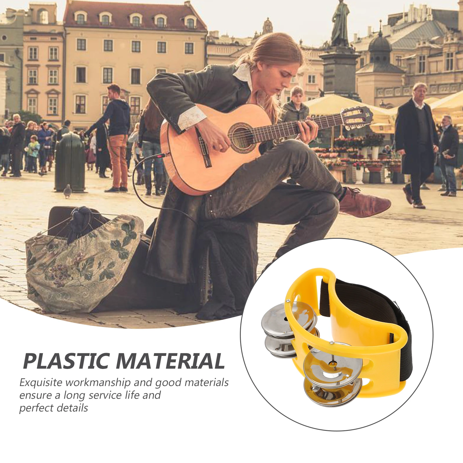 

Foot Bell Percussion Instrument Kids Tambourine Musical Plastic Alloy Great Gift Baby Toddler Develop Rhythm