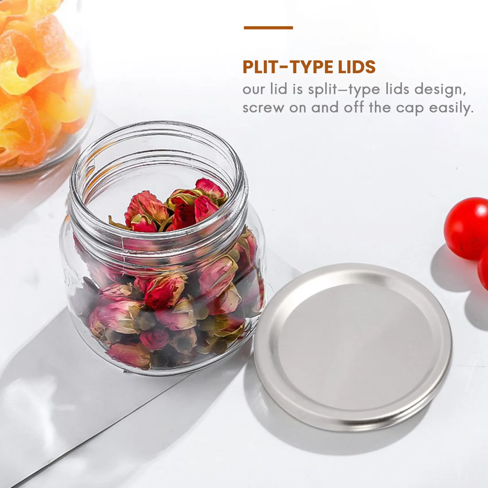 70mm Canning Lids Jar Split-Type Lids Reusable Leak Proof Storage Solid Caps Metal Canning Jar Lids(Silver, 192)