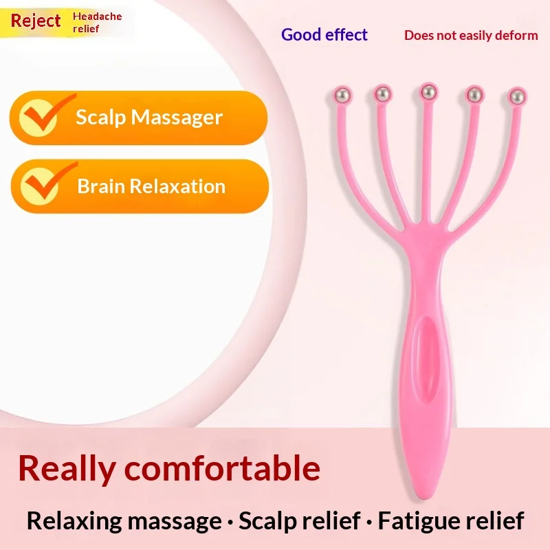 Handheld 5 Fingers Rolling Ball Head Massager Scalp Massage Claw Relieve Headache Stress Promote Hair Growth Relax Tool