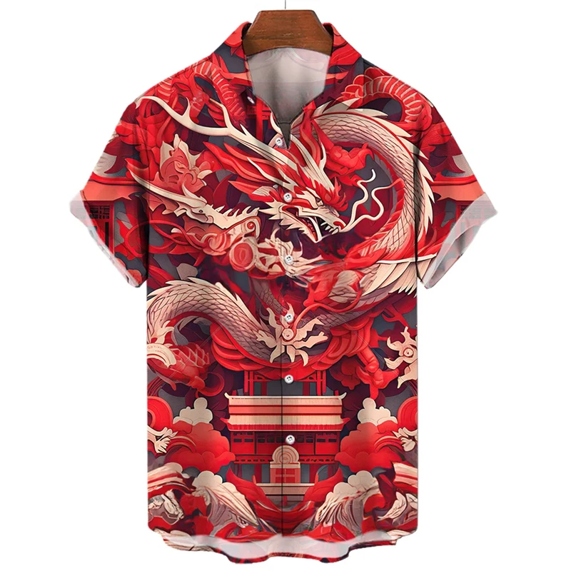 Newest Men\'s Shirts Dragon 3d Print Hawaiian Shirt Men Daily Tshirt Animal Casual Shirt For Men Fashion Men\'s Clothing Blouses