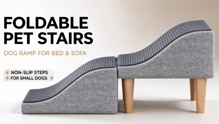 Foldable Pet Stairs Ramp for Small Dogs Bed Sofa Steps Portable Puppy Ladder Climbing Aid Indoor Non Slip Doggy Assistance