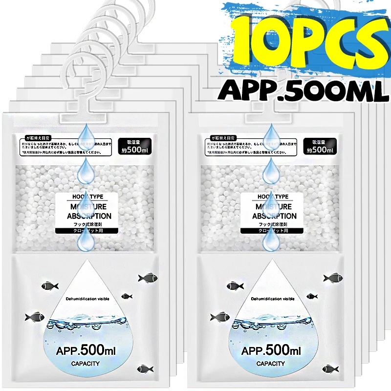 Bolsas de deshumidificación grandes 5/10x, absorbentes de humedad, transpirables, a prueba de moho para el hogar, armario, bolsa antihumedad