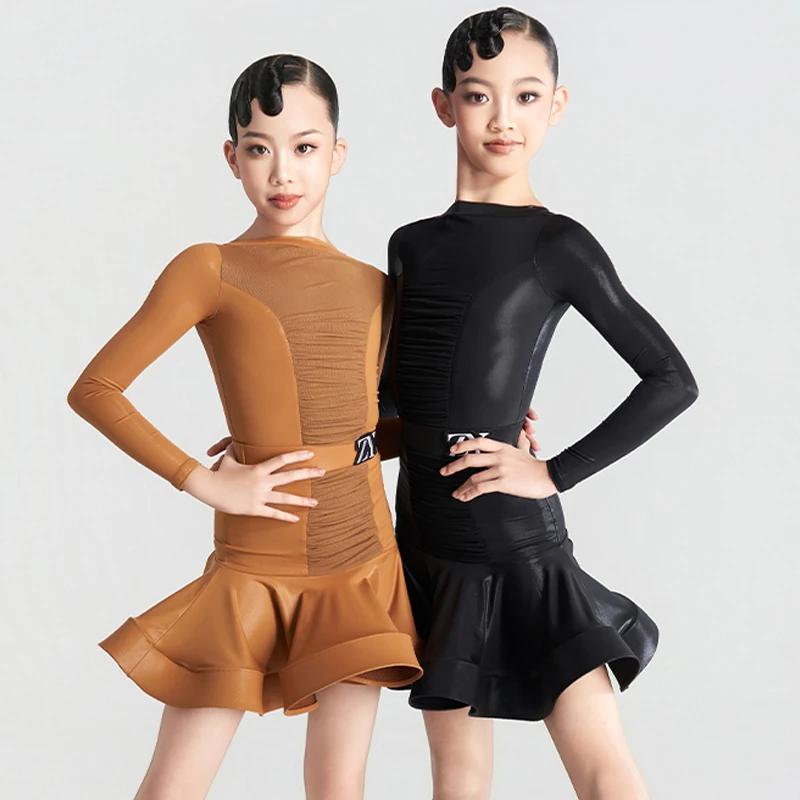 

2025 Kids Professional Dancing Clothes For Girls Ballroom Dance Competition Dresses Child Rumba Latin Dance Costume SL14518