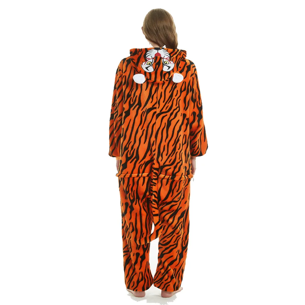 150-195cm Soft Warm Winter Sleep Jumpsuit for Men Women Animal Onesie Brown Kigurumi Tiger Pijama Cosplay Adult One Piece Pyjama