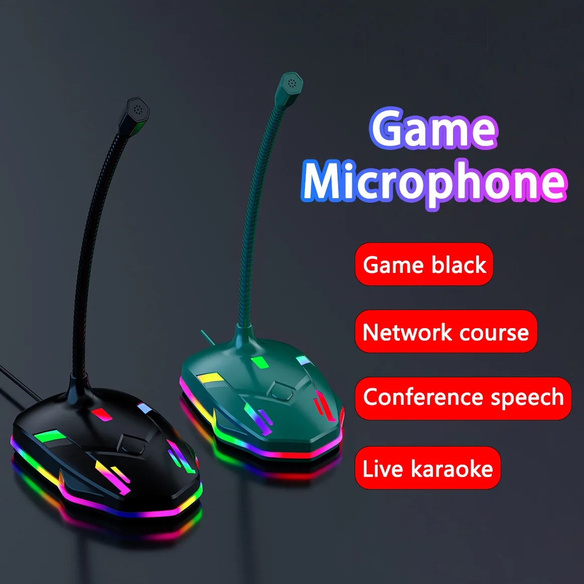 Microfono da tavolo per computer Gaming RGB Desktop Conference Condensatore USB Microfono di registrazione M9