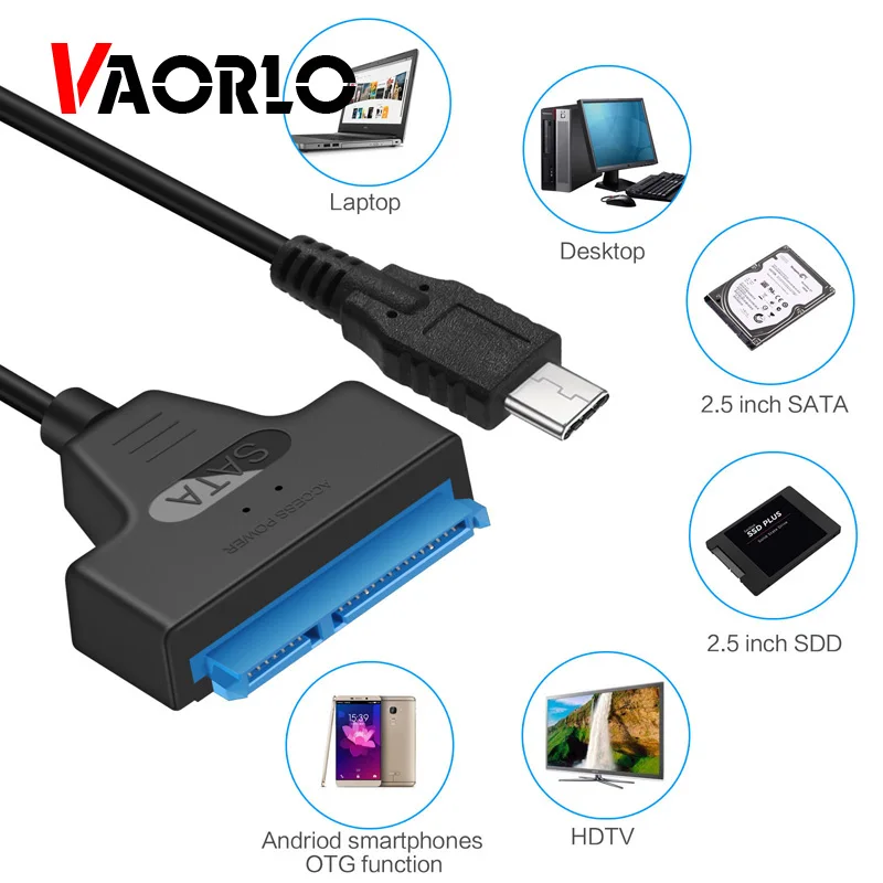 USB 3.1 Type C SATA Cable Converter Male to 2.5'' HDD SSD Drive Wire Adapter Wired Convert USB3.1 SATA3 22Pin Cable for Computer