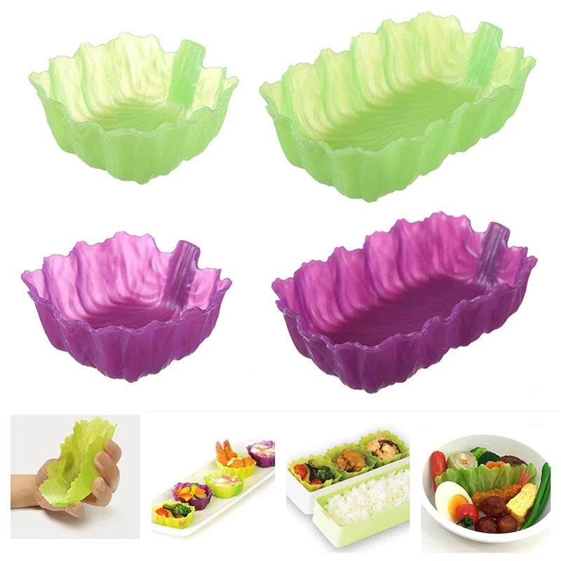 2/4PCS Lunch Divider Microwaveable Bakeware Dish Cup Reusable Silicone Kids Bento Box Divider Salad Dressing Container