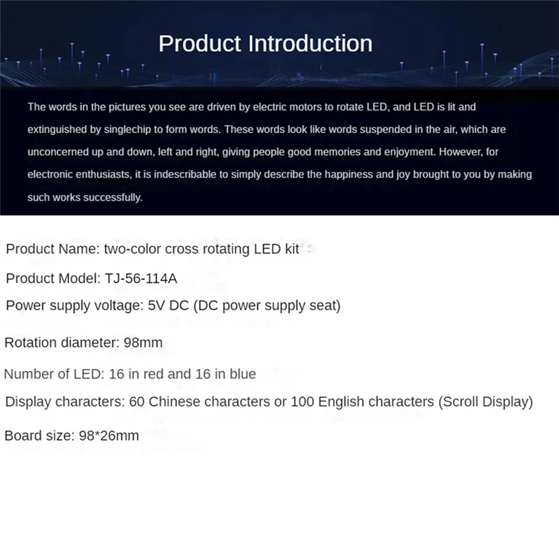 Светодиодный дисплей DIY Kit 51 SCM, двухцветные перекрестные вращающиеся сварочные запасные части для практики пайки, комплект с загрузчиком, простой в использовании